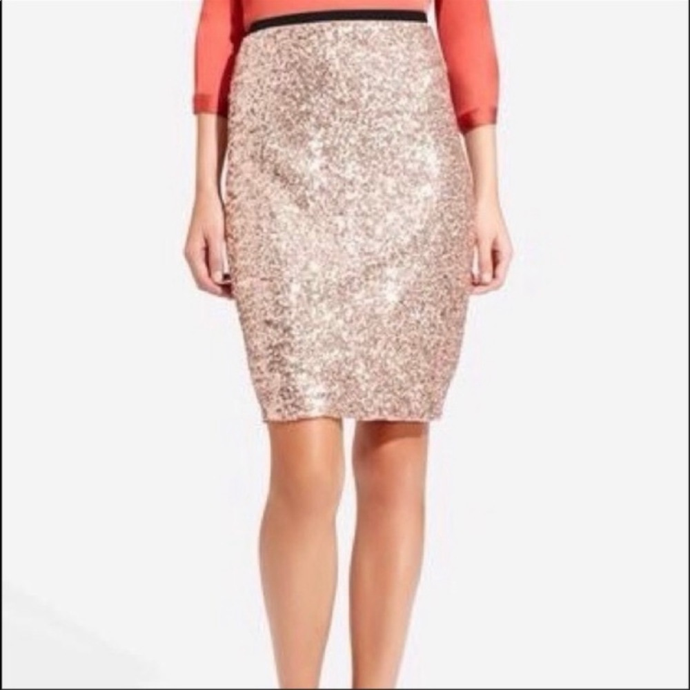 The Limited Rose Gold Sequin Pencil Skirt